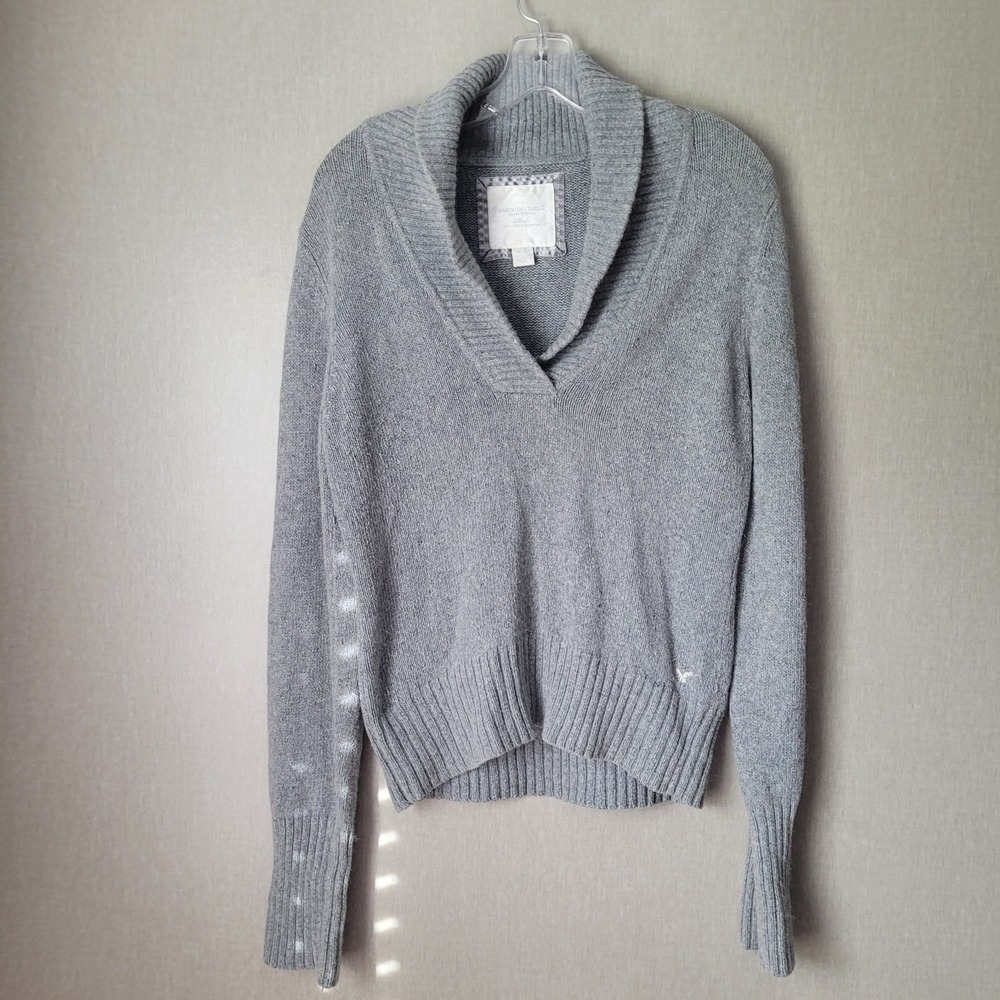 Vintage Y2K American Eagle Gray Angora Shawl Sweater Cabin Earthy Granola  XL